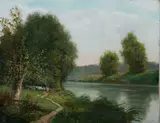 Henri Catrou, Bend in the River, Oil on canvas
