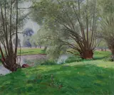Henri Vincent-Anglade, Les Saules, Oil on canvas