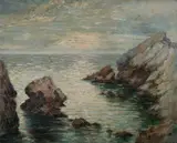 Italo Giordani, Rocky Coast, Oil on panel