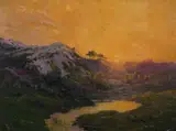 Luci Malfilatre, Golden Landscape, Oil on canvas