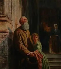 Compassion by M. Lindlein, Oil on canvas, offered Jul 2010
