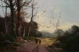 Two Figures on Road by Continental School, Oil on canvas, offered Sep 2010