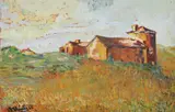Odette Chevier, Farmhouse, Oil on board