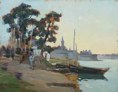 M. Pellerier, On the Waterfront, Oil on panel