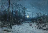 C. Perrochon, Moonlit Landscape, Oil on canvas