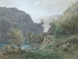 Auguste Anastasi, River Valley, Watercolor