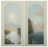 LAKE AT DAWN and COVE WITH SEABIRDS: TWO WORKS, each signed indistinctly lower right by American School, Pastel, sold Sep 2010