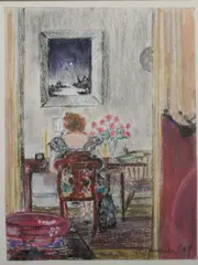 Eugene Gardner, Room Interior with Seated Figure, Pastel