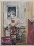 Eugene Gardner, Room Interior with Seated Figure, Pastel