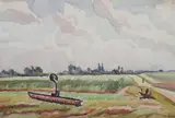Edgar Nye, Landscape with Harrow, Watercolor