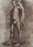 Petr Petrovic Belousov, Male Artist'S Model, Colored pencil