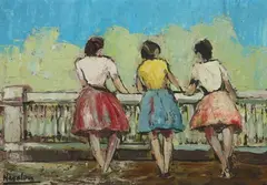 Mirou Navalon, Poodle Skirts, Oil on board