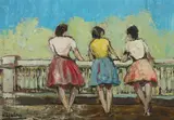 Mirou Navalon, Poodle Skirts, Oil on board