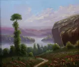 Henri Vincent-Anglade, Landscape with Path, LANDSCAPE WITH PATH, oil on panel