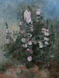 Gustave Larou, Pink Flowers, Oil on panel