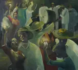 James Henri Lallemand, Night Fiesta, Oil on canvas