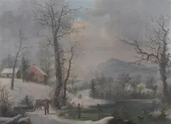 American School, Winter Scene, Oil on canvas