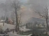 American School, Winter Scene, Oil on canvas