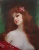 Jean Sala, Portrait of Woman with Red Hair, Oil on canvas laid on board