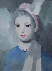 Marie Laurencin, Portrait of Girl with Pink Bow, Oil on canvas