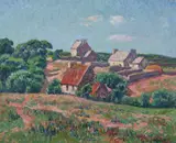 Henry Moret, Fermes Près des Ploermel, Oil on canvas