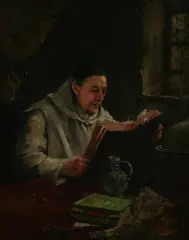 Hermann Ziebland, Reading by the Window, Oil on panel