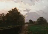 Georg Oeder, Twilight Landscape, Oil on canvas