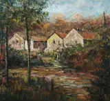 Gustave Loiseau, Le Village Dans la Campagne, Oil on canvas