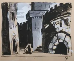 Mstislav Dobuzhinsky, Stage Design, STAGE DESIGN, signed lower right Gouache