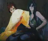 Alexander Oscar Levy, The Fans, Oil on canvas