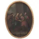la Visitación, SIGLO XVIII, Óleo sobre tela