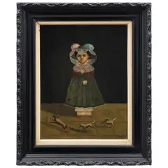 RETRATO DE NIÑA CON PERROS by Horacio Rentería Rocha, Óleo sobre tela, offered Aug 2022