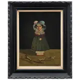 Horacio Rentería Rocha, RETRATO DE NIÑA CON PERROS, Óleo sobre tela