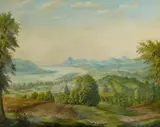 Carlo Mense, "Spätsommertag am Rhein", Öl auf Leinwand