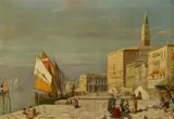 Carl Wuttke, Vor dem Dogenpalast in Venedig, Öl auf Leinwand
