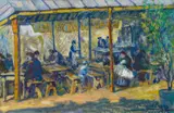 Richard Bloos, Gartencafé in Paris, Öl auf Leinwand
