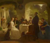 August Heinrich Niedmann, Der Toast auf das Brautpaar, Öl auf Leinwand