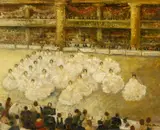 Otto Eduard Pippel, Tänzerinnen beim Ball, Öl auf Holz