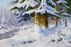Winterwald by Walter Moras, Öl auf Leinwand, sold Nov 2019