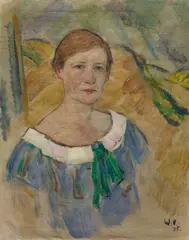 Johann Walter-Kurau, Portrait einer Dame vermutlich aus der Berliner Gesellschaft vor Dünenhintergrund, Öl auf Leinwand