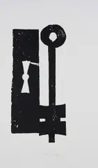 Felix Droese, a-Schlüssel im Holz (Aus: 6 Schlüssel im Holz), 1995, Holzschnitt auf Papier mit Hanf-Wasserzeichen