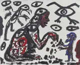 Folge und Konsequenz by A. R. Penck, 1991, Acryl über Serigrafie auf Leinwand, sold Jun 2020