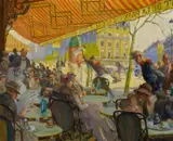 Robert Emil Stübner, Das Café de la Paix am Opernplatz in Paris, Öl auf Leinwand
