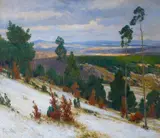 Fritz von Wille, Tauender Schnee in der Eifellandschaft, Öl auf Leinwand