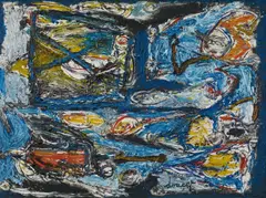 Jacques Doucet, "TERRE DE MER", 1988, Öl auf Leinwand