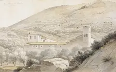 Joseph August Knip, Kloster von St. Angelo, Tivoli, Aquarell auf Papier