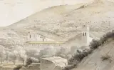 Joseph August Knip, Kloster von St. Angelo, Tivoli, Aquarell auf Papier