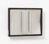 Hermann Goepfert, Auktion 442, Los 1222, 1973, Aluminium und Fäden auf Aluminiumplatte in schwarzem Holzrahmen