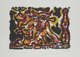 A. R. Penck, Ohne Titel, Farbradierung auf ZERKALL BÜTTEN (Wasserzeichen)