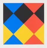 Max Bill, vier sich durchdringende farben, 1968, Farbserigrafie auf Velin